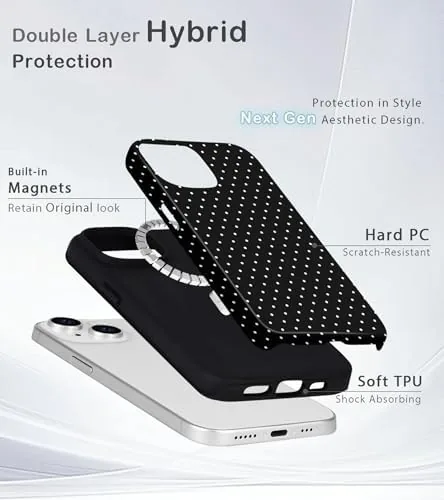 Close look at the for iPhone 13/14 Polka Dot Case Compatible with Magsafe, Black build quality