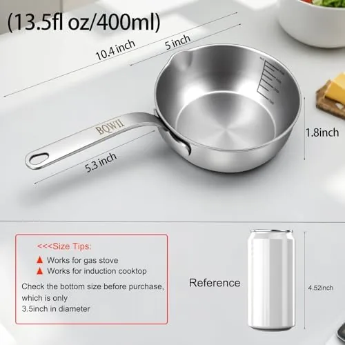 Close up of the stainless steel handle and the flat base of the butter warmer
