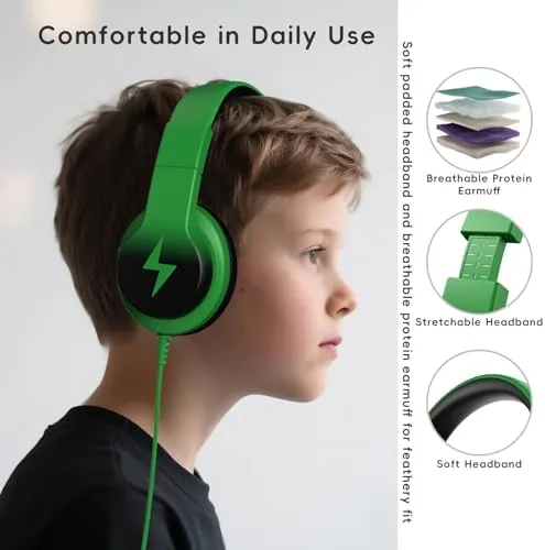 Another view of the Candy Bila Wired Kids Headphones for School, Over-Ear for Boys