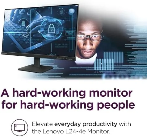 Detail shot of the Lenovo L24-4e - Office Monitor - 23.8" FHD IPS Display features