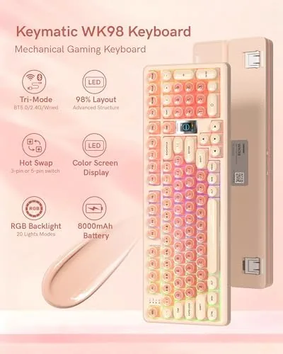 Close look at the Keymatic WK98 Foundation Mechanical Keyboard, Pink Creamy Gaming Keyboard | build quality