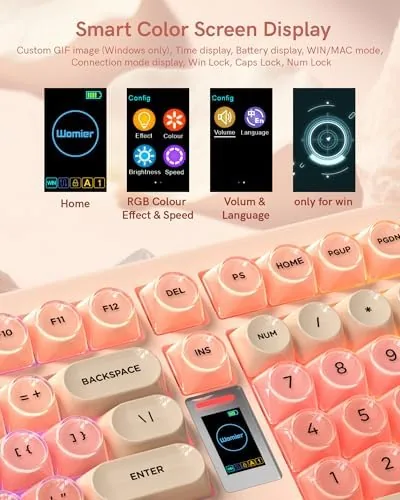 Another view of the Keymatic WK98 Foundation Mechanical Keyboard, Pink Creamy Gaming Keyboard |