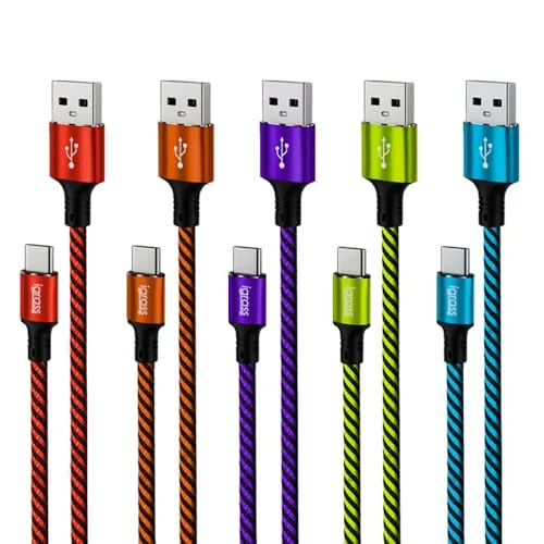 Overview of the igrass USB A to USB C Cable 5 Pack, 10FT