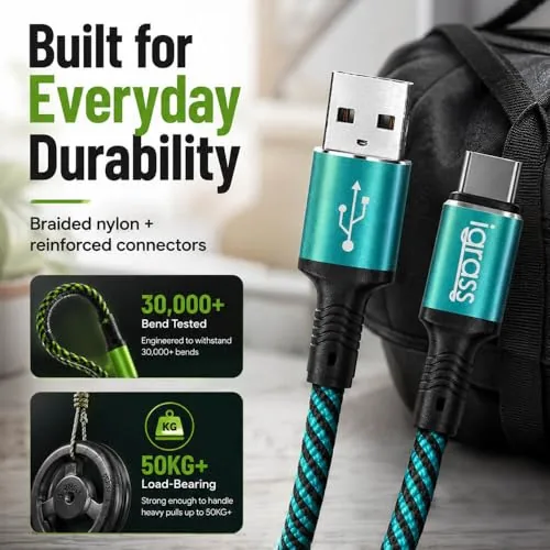 The igrass USB A to USB C Cable 5 Pack, 10FT in real use