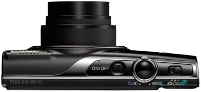 The ELPH 360 next to a smartphone and a mirrorless camera to compare size