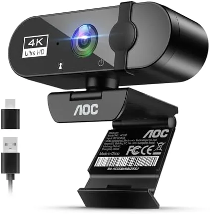 AOC 4K Webcam for PC, Streaming Computer Camera with Noise-Canceling Mic | 90° FOV Review: Tested and Rated