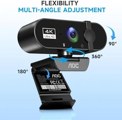 The AOC 4K Webcam for PC, Streaming Computer Camera with Noise-Canceling in real use