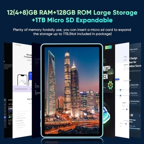 Close look at the JIKOCXN Tablet 10.1 inch Android 15 Tablets, 128GB Storage 1TB build quality