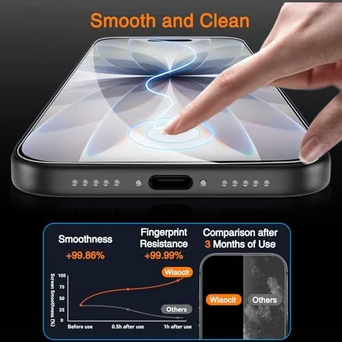 The Wiaocit 3 Pack Tempered Glass Screen Protector for iPhone 17 in real use