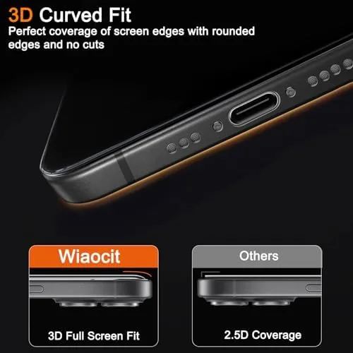 Another view of the Wiaocit 3 Pack Tempered Glass Screen Protector for iPhone 17