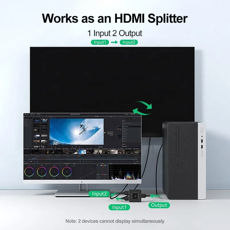 The HDMI Switch 4k@60hz, BD&M Bidirectional HDMI Switcher 2 in 1 in real use