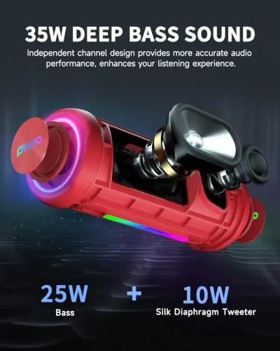 The OHAYO Bluetooth Speaker, Portable Wireless, IPX7 Waterproof, Powerful 35W Sound in real use