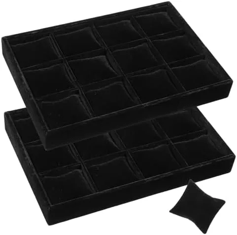 2 Pack 12 Grid Velvet Watch Tray Organizer with Removable Pillows - Stackable Bracelet Review: Tested and Rated