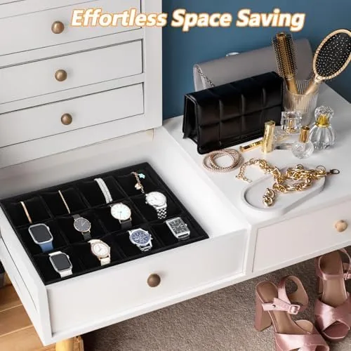 Testing the 2 Pack 12 Grid Velvet Watch Tray Organizer with Removable over two weeks