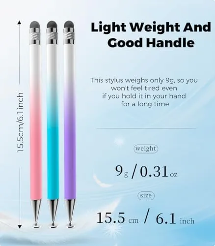 The Kenkor Stylus(3pcs),2-in-1 Stylus Pen for Touch Screen, Stylus Pen for in real use