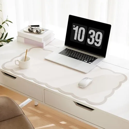 Scalloped Desk Mat, 31.5" x 15.7" Large Cute Aesthetic Desk Accessories, PU Leather Computer Review: Tested and Rated