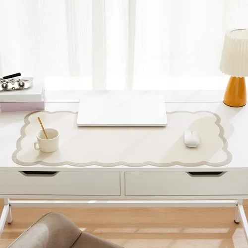 Close look at the Scalloped Desk Mat, 31.5" x 15.7" Large Cute Aesthetic Desk build quality