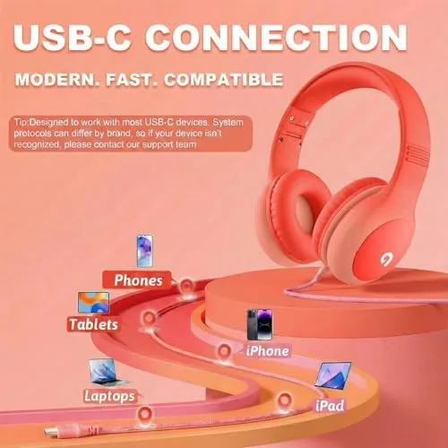 The ADOOPE Wired Kids Headphones with USB C Plug, 85dB Safe in real use