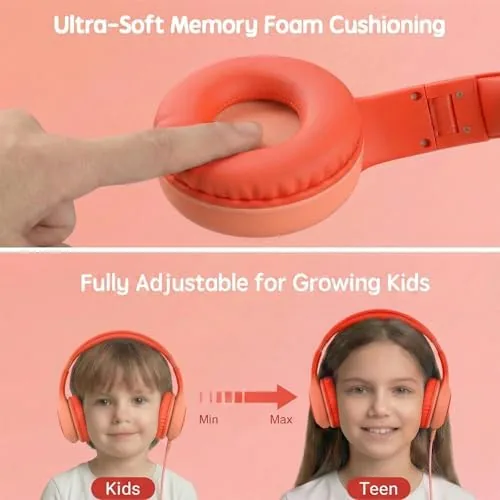 Another view of the ADOOPE Wired Kids Headphones with USB C Plug, 85dB Safe