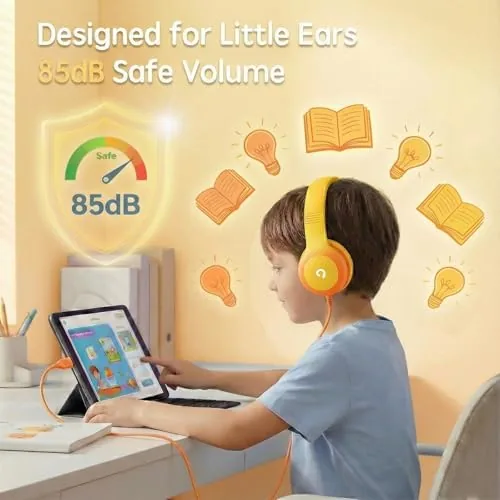 Close look at the ADOOPE Wired Kids Headphones with USB C Plug, 85dB Safe build quality