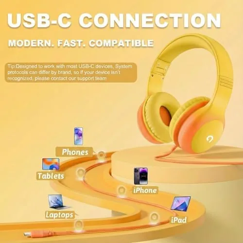 The ADOOPE Wired Kids Headphones with USB C Plug, 85dB Safe in real use