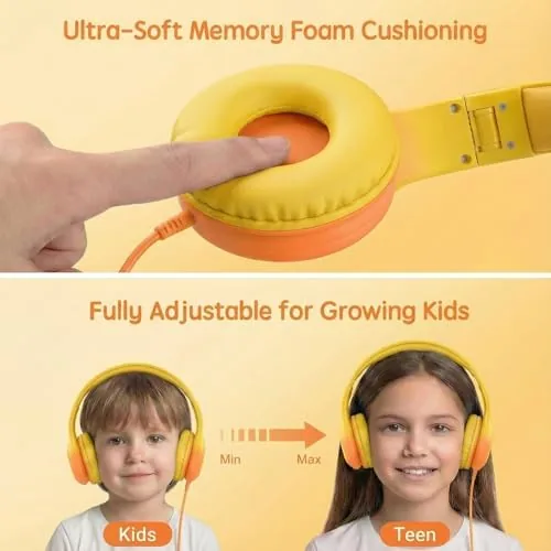 Another view of the ADOOPE Wired Kids Headphones with USB C Plug, 85dB Safe