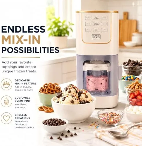 Another view of the BLACK+DECKER Perfect Pint Family Ice Cream Maker
