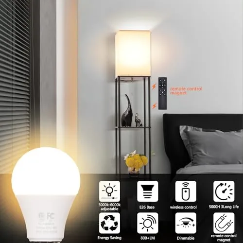 The Gupuzm A19 LED Remote Control Bulbs, 800LM 9W, Equivalent to compared in context
