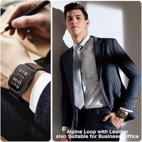 Two cases showing the band fitted on 44mm and 49mm watches