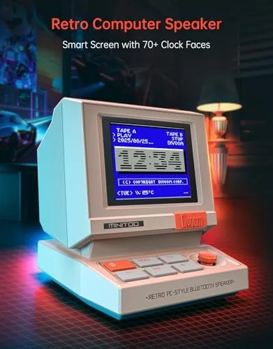 Close look at the Divoom MiniToo Retro PC-Style Computer Speaker, Pixel Screen with DIY build quality