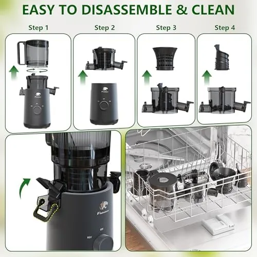 The juicer parts laid out during cleanup with the brush