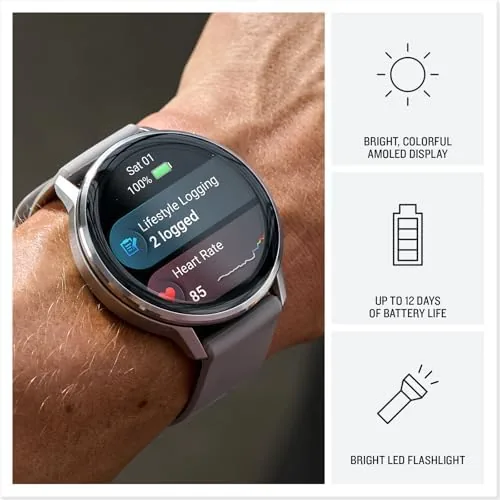 The morning Health Status and sleep score screens on the watch