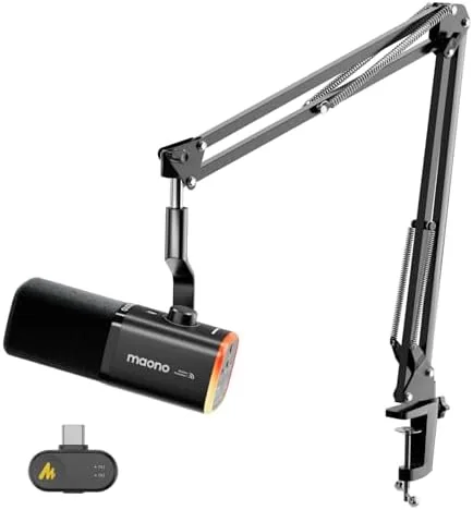 Overview of the MAONO PD100W Wireless Dynamic Gaming Microphone for PC with USB-C