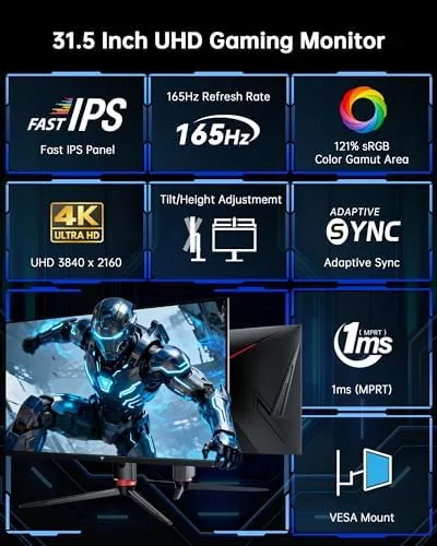 Close look at the KTC 32 Inch 4K Gaming Monitor, 165Hz UHD (3840x2160P) Fast build quality
