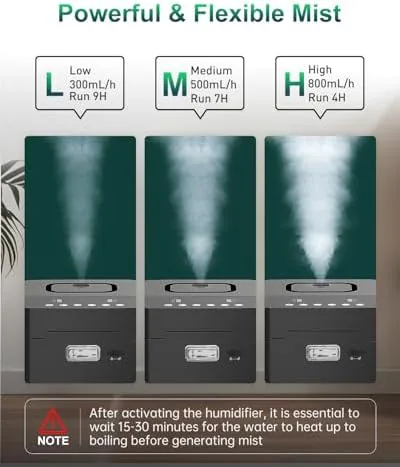 The Mifasol Stainless Steel Humidifier, 3.3L/0.87Gal Steam Warm Mist Humidifiers for compared in context