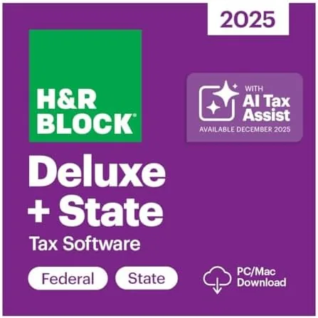 The H&R Block tax software download screen on a laptop
