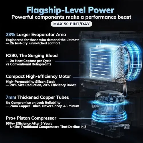 The 50 Pint/Day, 3500Sq.Ft Compressor Dehumidifier with Drain Hose | 0.8 in real use