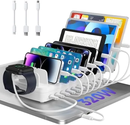 Overview of the 320W Charging Station for Multiple Devices, 10 Ports Fast Multi-Device