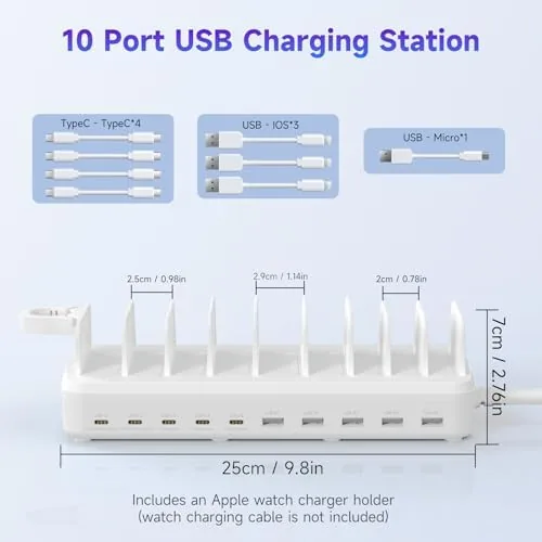 Close look at the 320W Charging Station for Multiple Devices, 10 Ports Fast Multi-Device build quality