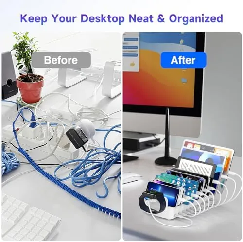 The 320W Charging Station for Multiple Devices, 10 Ports Fast Multi-Device in real use