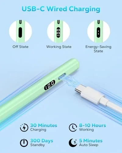 Another view of the Moko Stylus Pen for iPad 2018-2026, USB-C Charge Pencil with