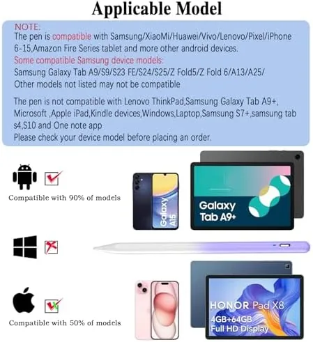 Close look at the Stylus Pen for Android Tablet,Tablet Pencil for iOS/Android,Gradient Purple | build quality