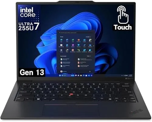 Lenovo Gen 13 ThinkPad X1 Carbon open on a bright desk showing the WUXGA display