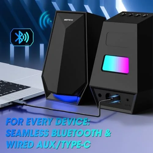 Detail shot of the BESTISAN Computer Gaming Speakers for Desktop PC | 30W Powered features