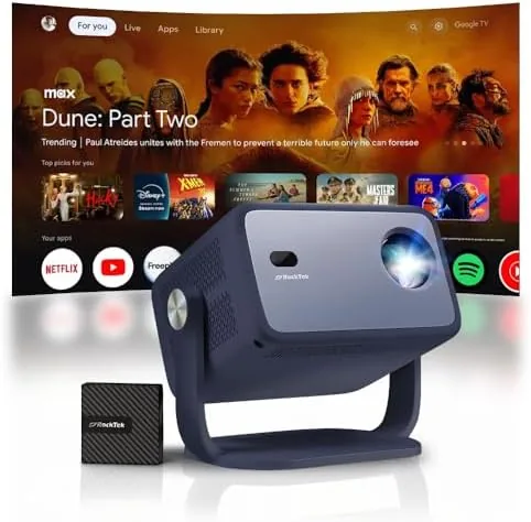 Overview of the RockTek PJ400 Official Licensed Google TV Dongle Box Smart Projector