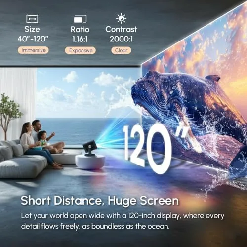 Another view of the RockTek PJ400 Official Licensed Google TV Dongle Box Smart Projector