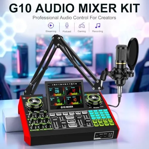 The Neculogy Audio Interface Podcast Equipment Bundle with 3.5mm Condenser Microphone in real use
