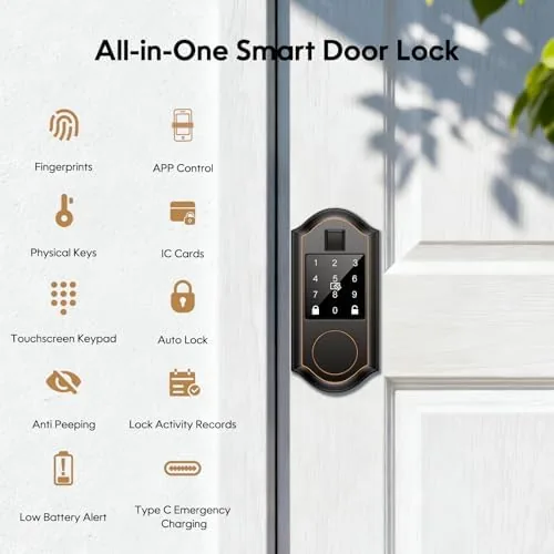 Close look at the Fingerprint Smart Door Lock with Keypad, Smart Front Door Locks build quality