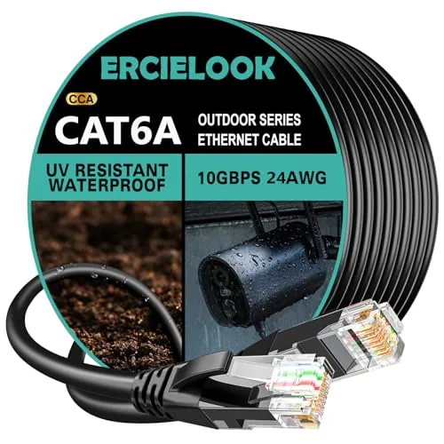 Overview of the Ercielook cat 6 Ethernet Cable 50 ft, Outdoor Direct Burial