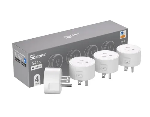 Overview of the SONOFF Matter Smart Plug S41s 4-Pack, 15A 1800W WiFi Smart